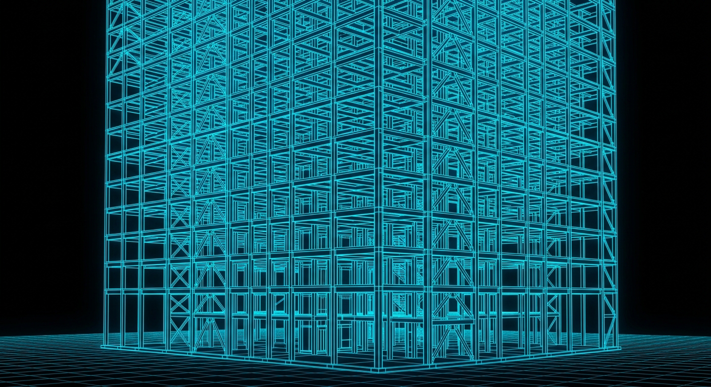 Tekla federated BIM model wireframe